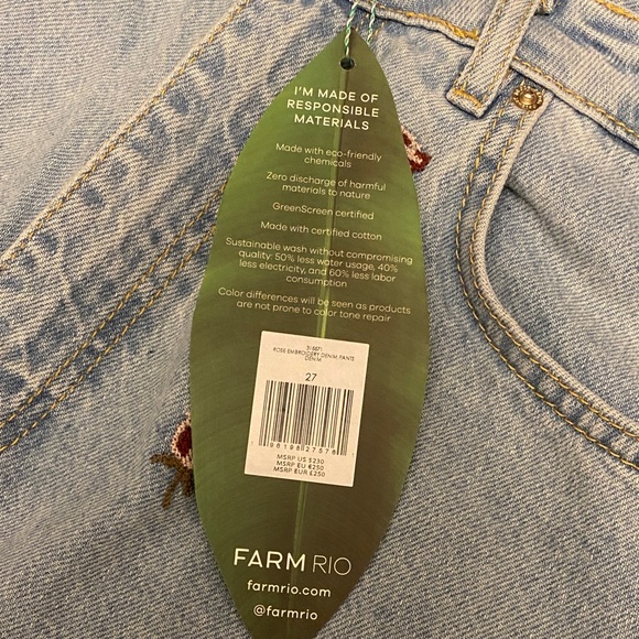 FARM Rio Light Blue Rose Embroidery Denim Flare Jeans. F34 3155721. Size 27 - Picture 7 of 16
